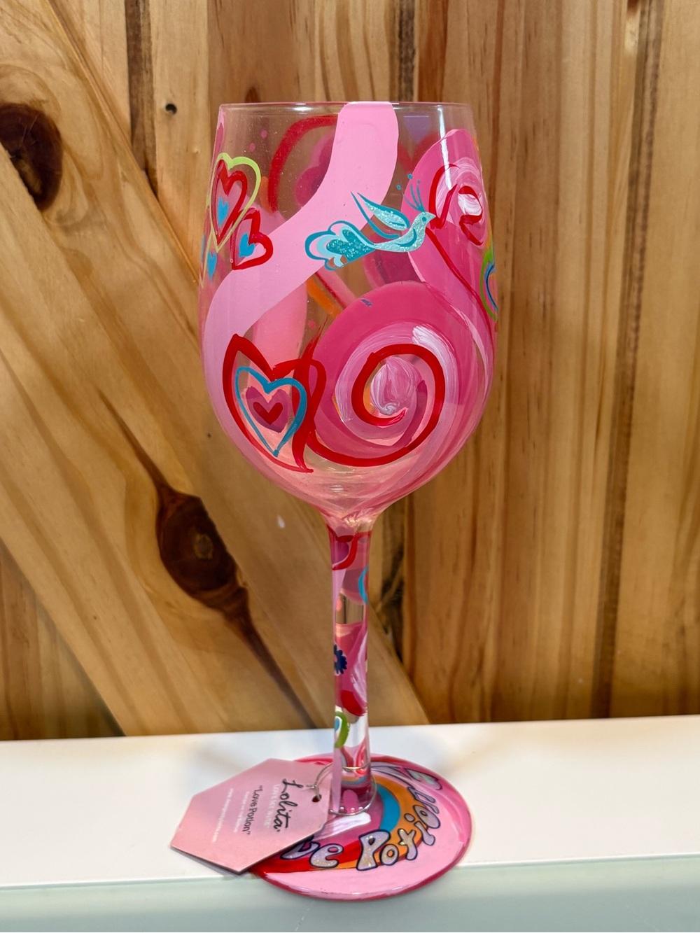 NWT Lolita Love Potion Hand Painted Wine Glass 15 oz